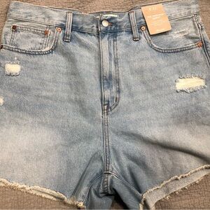 NWT Madewell The Momjean Short in Byers Wash: Ripped Edition High-Rise Size 32”